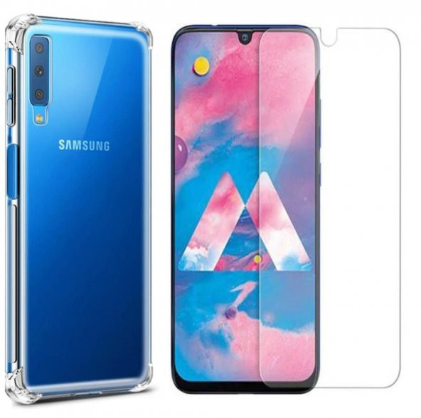 Samsung Galaxy A50 Kılıf Kenar Korumalı Antişok Silikon + Nano Cam