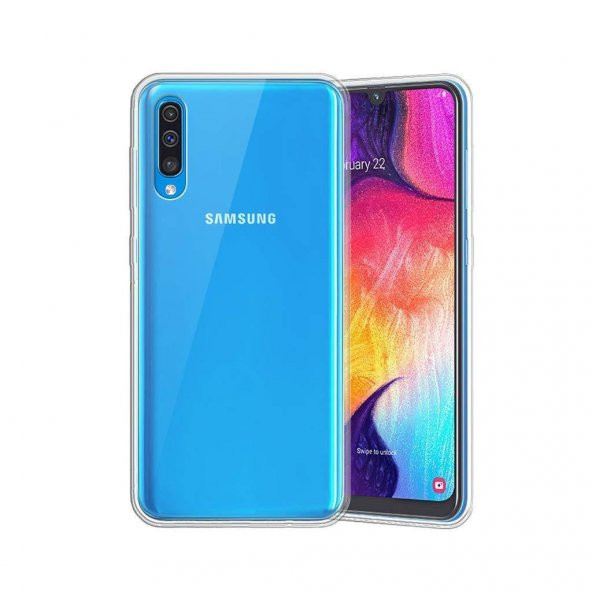 Samsung Galaxy A50 Zore Şeffaf Esnek Silikon Kılıf + Kırılmaz Cam - 2