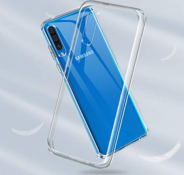 Samsung Galaxy A50 Zore Şeffaf Esnek Silikon Kılıf + Kırılmaz Cam - 5