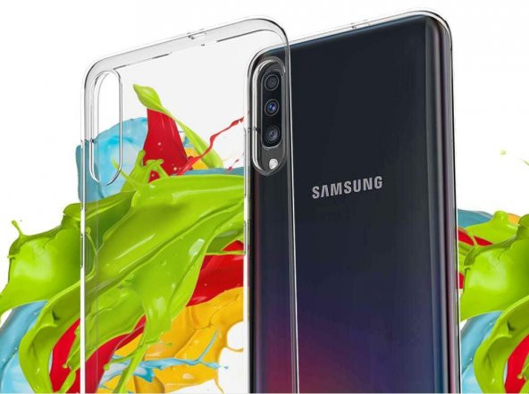 Samsung Galaxy A50 Zore Şeffaf Esnek Silikon Kılıf + Kırılmaz Cam - 6
