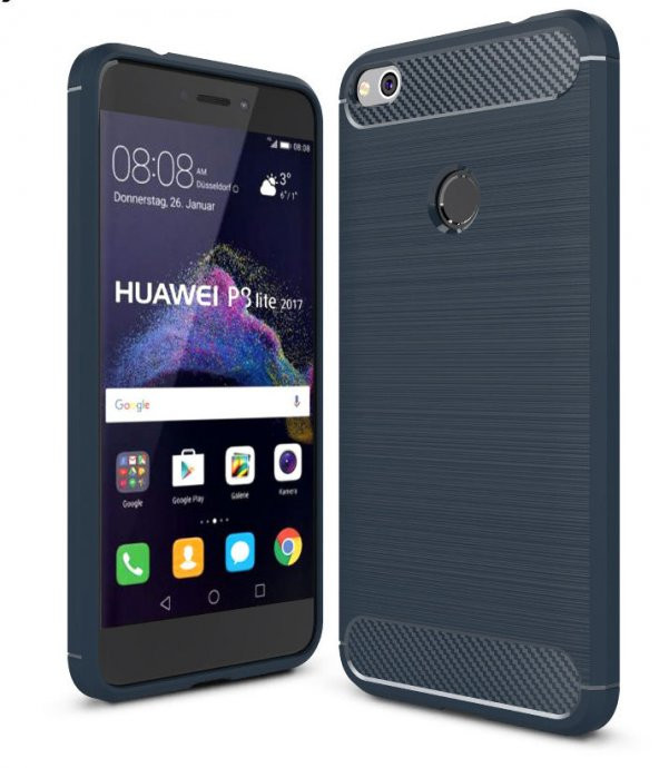 Huawei P9 Lite 2017 Kılıf Karbon Fiber Silikon Kapak + Nano Cam - 6