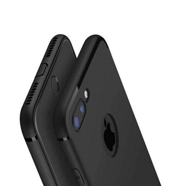 iPhone 8 Plus Kılıf Mat Silikon Kılıf Şarj Tıpalı + Temperli Cam