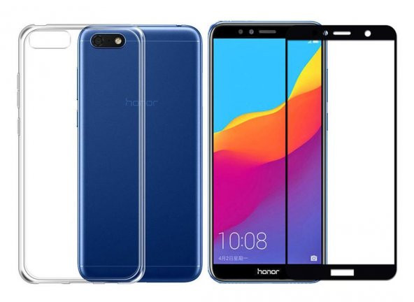 Huawei Honor 7S Y5 2018 Kılıf Şeffaf Silikon Kılıf + 6D Nano Cam