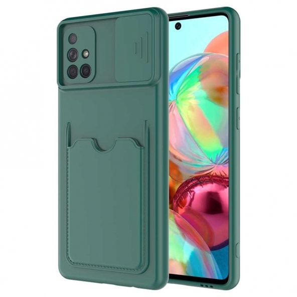 Samsung Galaxy A71 Kılıf ​Kartix Kartlıklı Sürgülü Lens Korumalı Silikon Kapak - 2