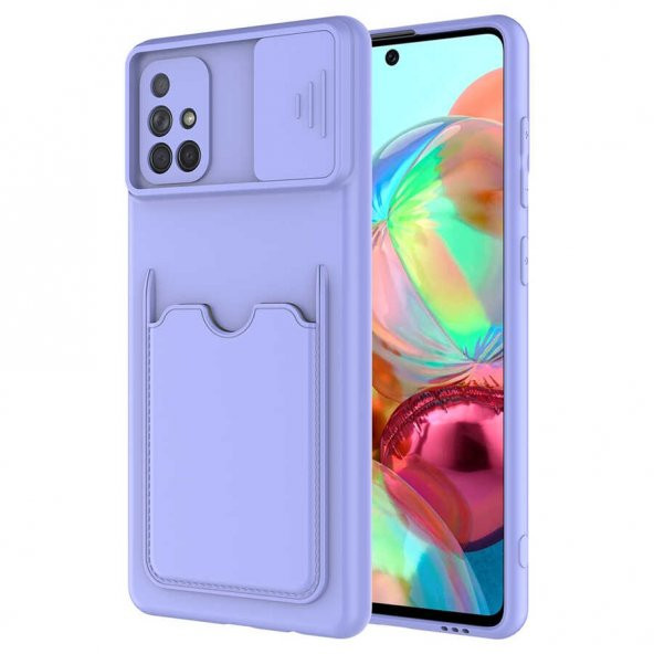 Samsung Galaxy A71 Kılıf ​Kartix Kartlıklı Sürgülü Lens Korumalı Silikon Kapak - 3