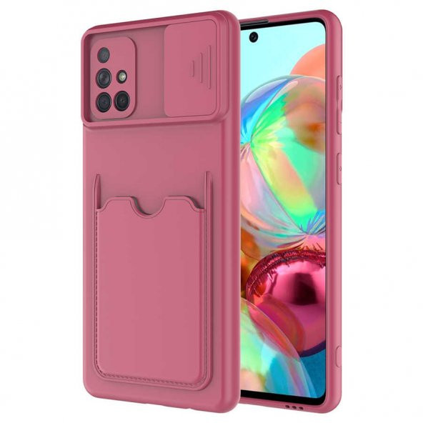 Samsung Galaxy A71 Kılıf ​Kartix Kartlıklı Sürgülü Lens Korumalı Silikon Kapak - 4