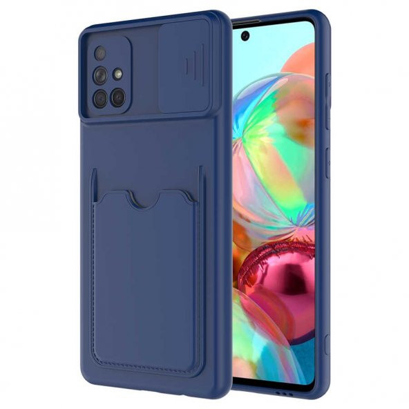 Samsung Galaxy A71 Kılıf ​Kartix Kartlıklı Sürgülü Lens Korumalı Silikon Kapak - 6