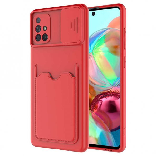 Samsung Galaxy A71 Kılıf ​Kartix Kartlıklı Sürgülü Lens Korumalı Silikon Kapak - 7