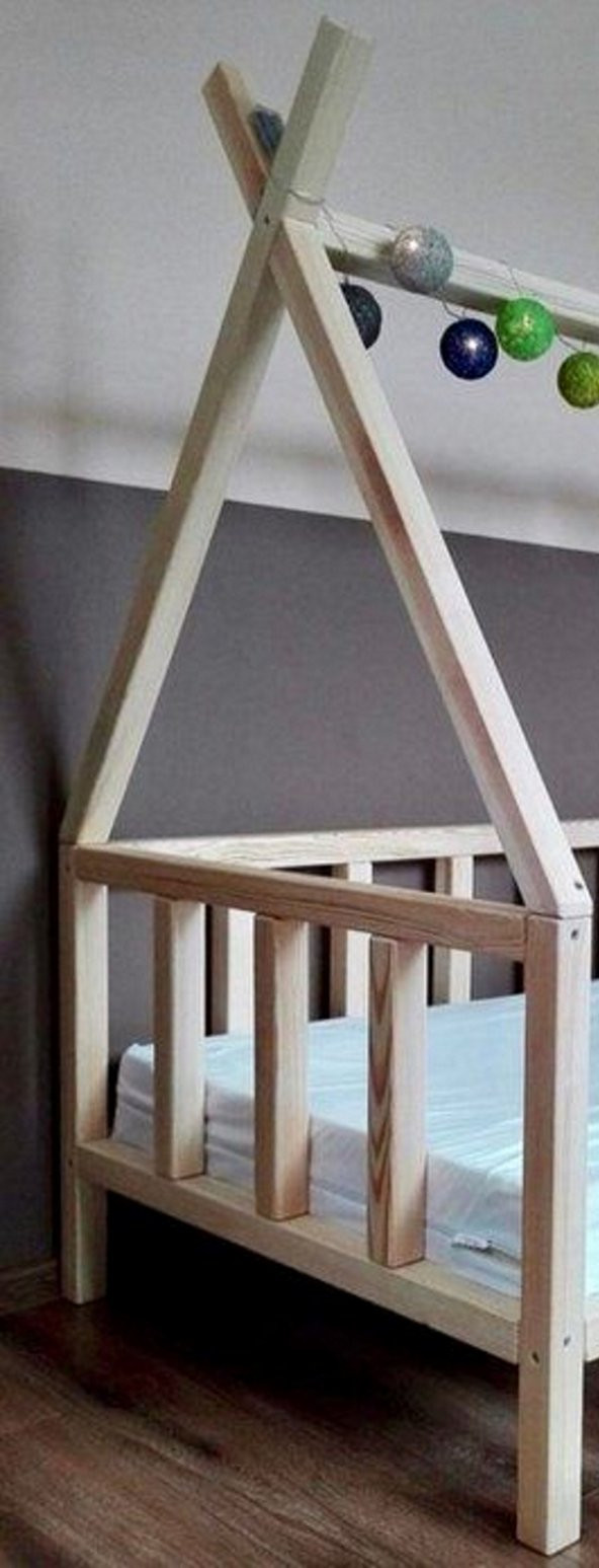 Baby Kinder Apache Doğal Montessori Bebek ve Çocuk Karyolası  Doğal Çam 100 x 200