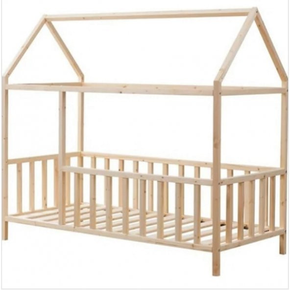 BABY KİNDER ÇATILI DOĞAL MONTESSORİ BEBEK & ÇOCUK KARYOLASI Doğal Çam 80 x 180 - 3