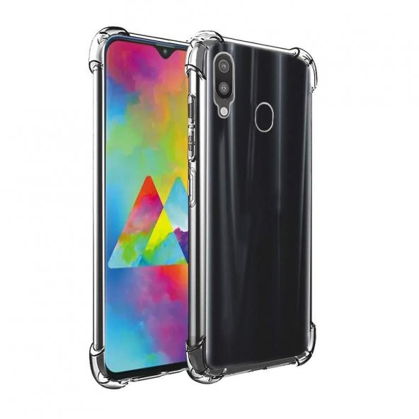 Samsung Galaxy A20 A30 Kılıf Kenar Korumalı Şeffaf Antişok Silikon