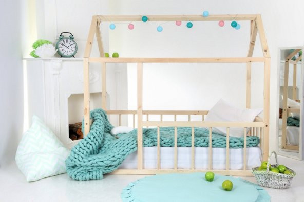 Baby Kinder Beauty Doğal Montessori Bebek ve Çocuk Karyolası  Doğal Çam 70 x 130