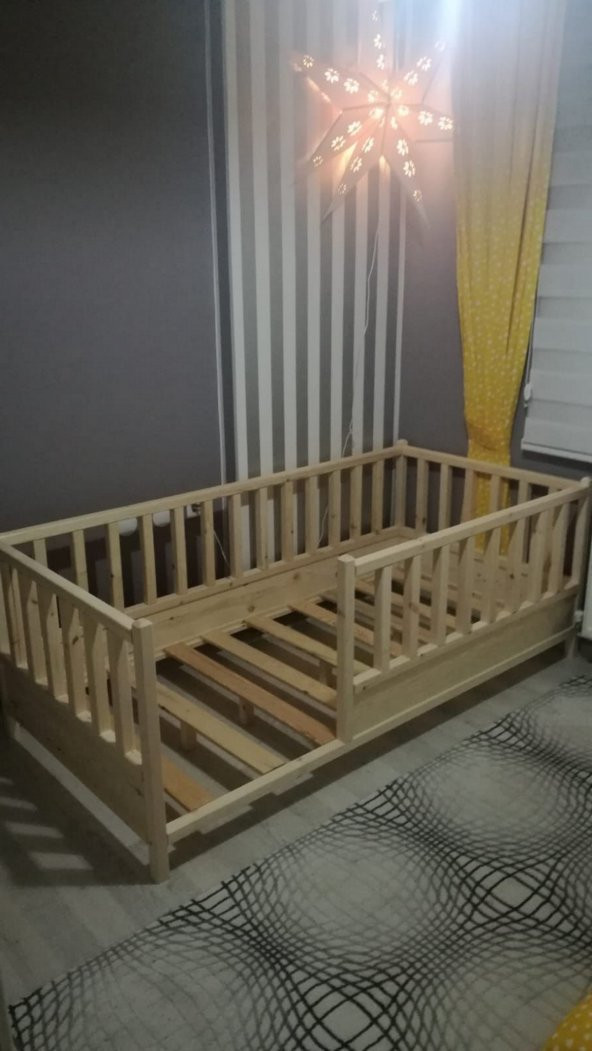 Baby Kinder Roofless Montessori Bebek ve Çocuk Karyolası  Doğal Çam 100x200 - 4