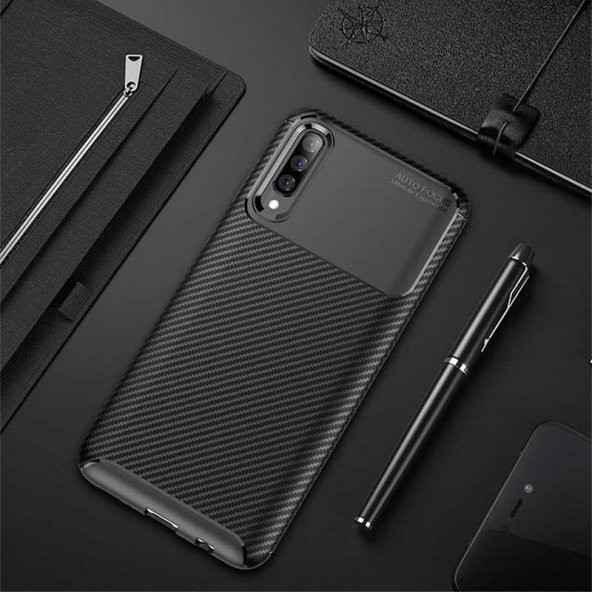 Samsung Galaxy A50 Kılıf Antişok Karbon Silikon Kapak+6D Nano Cam - 5