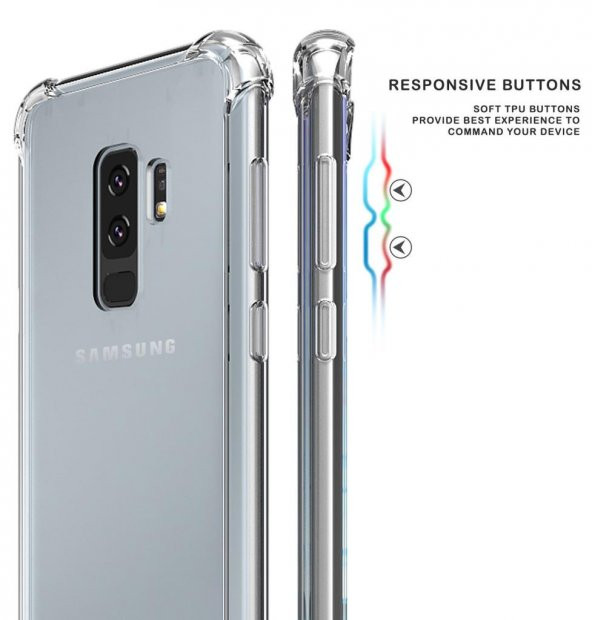 Samsung Galaxy S9 Plus Kılıf Kenar Korumalı Şeffaf Antişok Silikon Kılıf - 6
