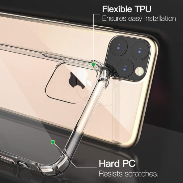 iPhone 11 Pro Max Kılıf Zore Nitro Anti Shock Şeffaf Silikon - 6