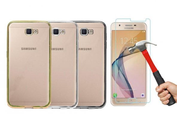 Samsung Galaxy On5 2016 G5510-G5520 Prime Lazer Kaplama Silikon Kılıf + Cam