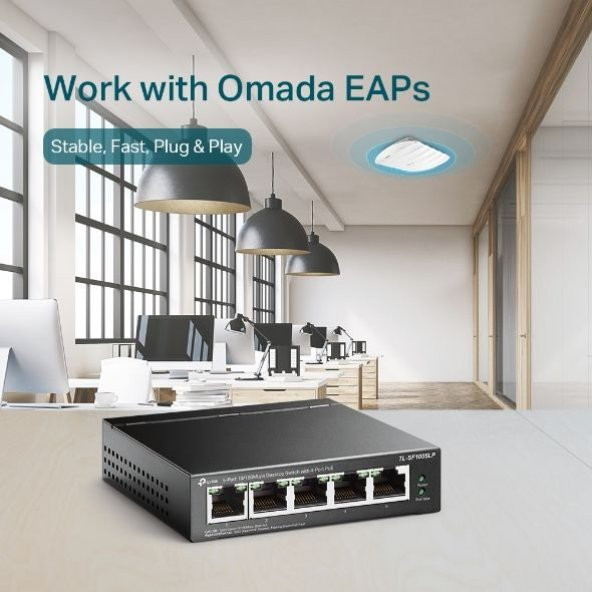 TL OMADA RR TL-SF1005LP 4 PORT PoE SWITCH,41W,250m - 5