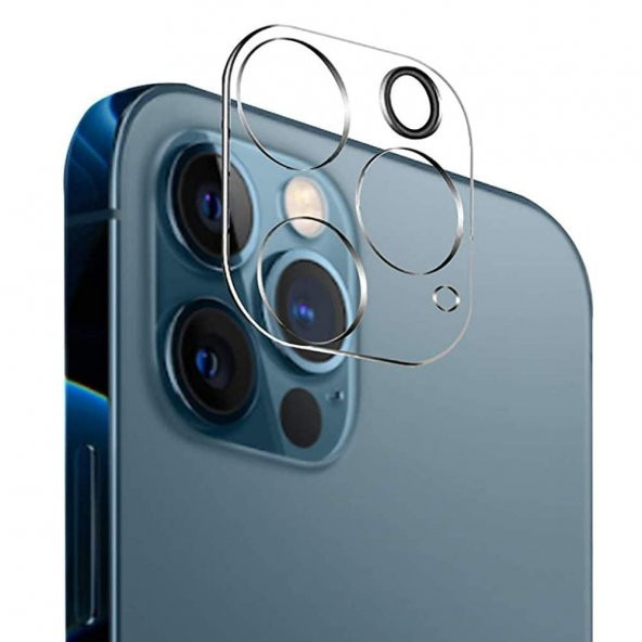 Apple İphone 12 Pro Max Temperli Sert Cam Kamera Koruyucu ( Kamera Etkilemez Flaş Yeri Açık )