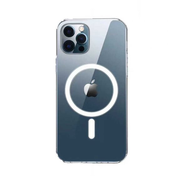 Apple iPhone 13 Pro 6.1 Kılıf Wireless Şarj Destekli Manyetik Manyetik Şeffaf Kapak