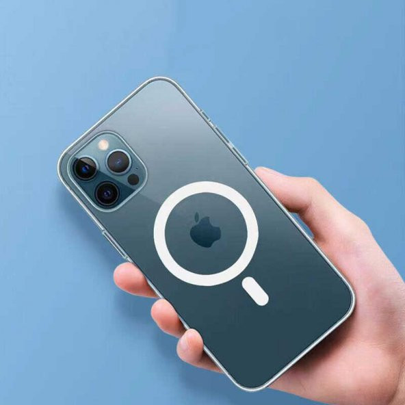 Apple iPhone 13 Pro Max 6.7 Kılıf Tacsafe Wireless Manyetik Şeffaf Kapak - 8