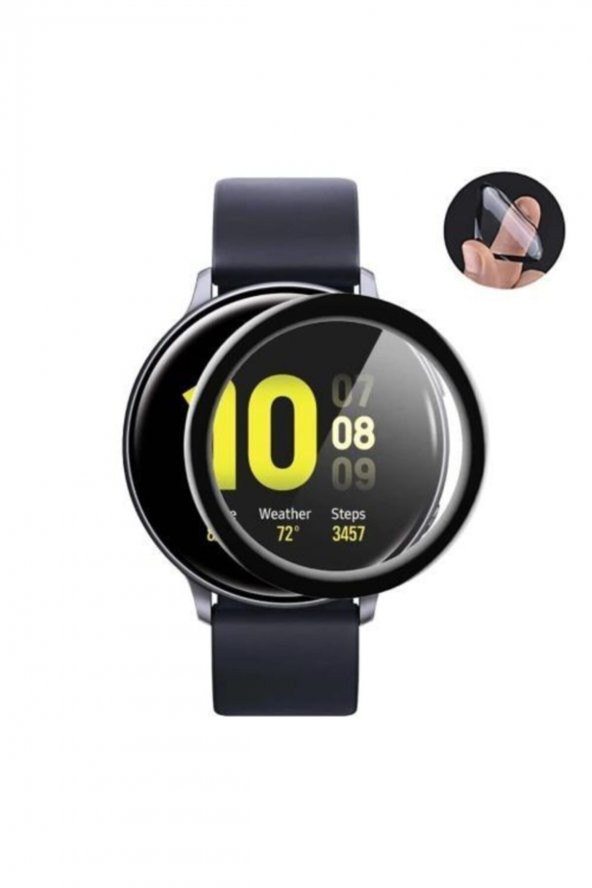 Samsung Galaxy Watch Active 2 40mm Tam Kaplayan Cam Full Ekran Koruyucu Siyah