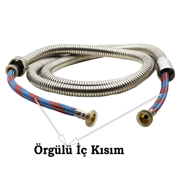 Duş hortumu Çelik Örgülü Paslanmaz Kırılmaz Banyo Spiral Hortumu 150 cm - 3