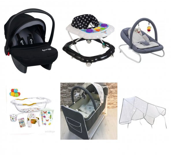 Almiron Kids Bebek Çeyiz Seti 11 Parça Ana Kucağı Yürüteç Beşik Puset Küvet Takımı 769995689565