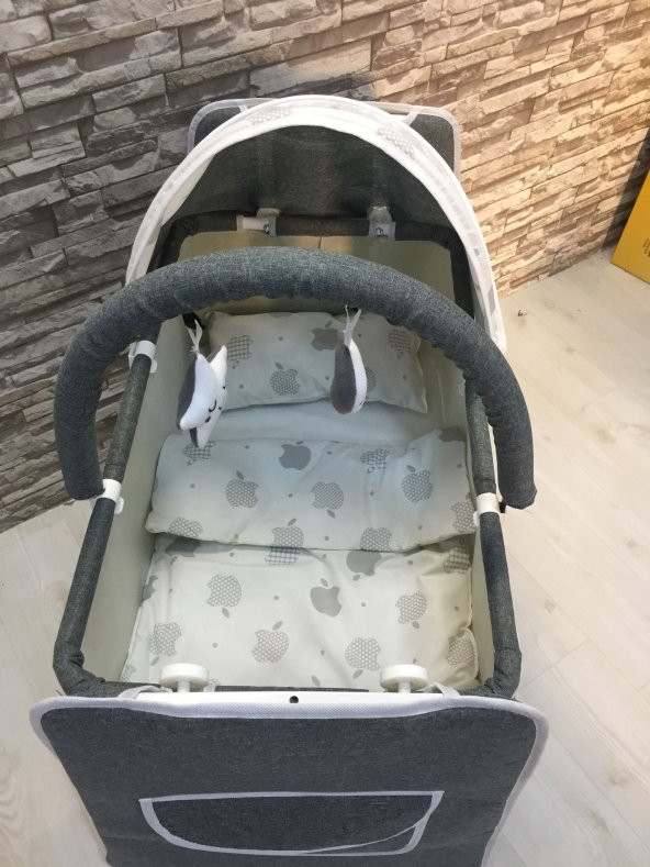 Almira Kids Bebek Çeyiz Seti 12 Parça Çift Yön Bebek Arabası Beşik Ana Kucağı Yürüteç Küvet Takımı - 3