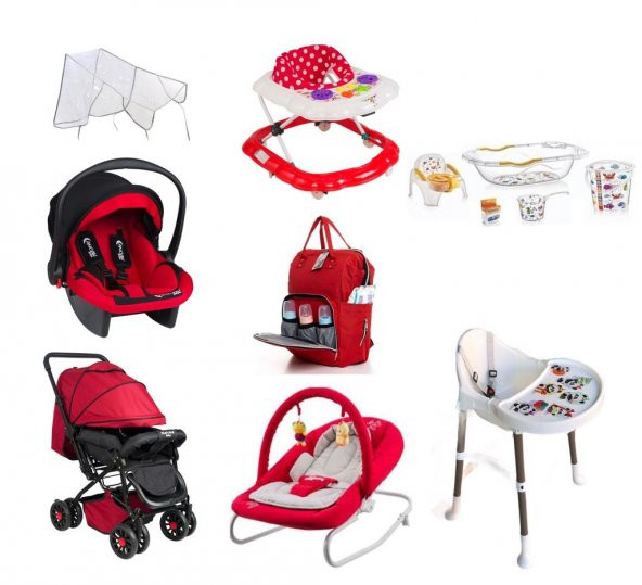LETS GO BABY 12 Parça Bebek Çeyiz Seti Mama Sandalyesi Çift Yön Bebek Arabası Küvet Takımı