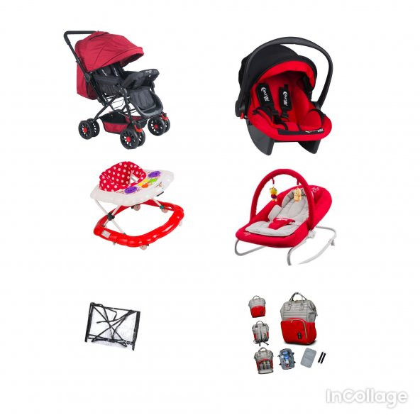 LETS GO BABY Bebek Çeyiz Seti 6 Parça Çift Yön Bebek Arabası Ana Kucağı Yürüteç Puset Çanta