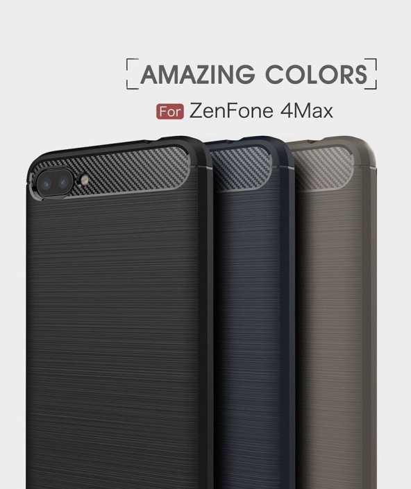 Asus Zenfone 4 Max ZC554KL Kılıf Karbon Fiber Silikon Kapak + Cam - 2