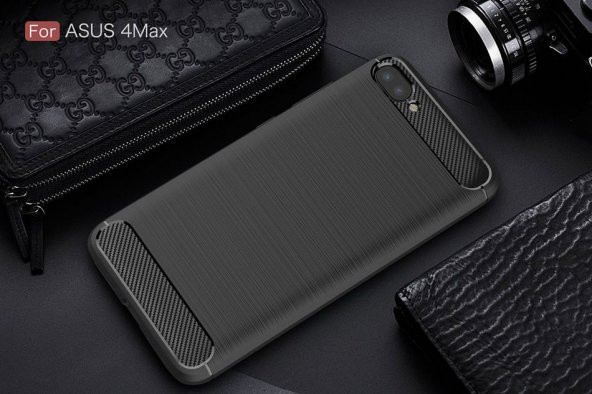 Asus Zenfone 4 Max ZC554KL Kılıf Karbon Fiber Silikon Kapak + Cam - 3