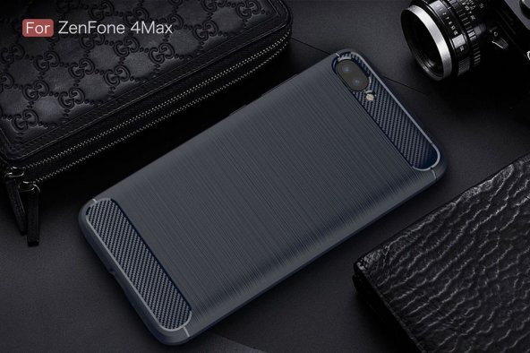 Asus Zenfone 4 Max ZC554KL Kılıf Karbon Fiber Silikon Kapak + Cam - 4