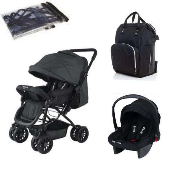 çiftyön bebek arabası puset anakucağı anne bebek çantası yağmurluk 4 parça set