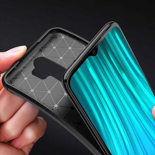 Xiaomi Redmi Note 8 Pro Kılıf Antişok Karbon Silikon Kapak + Cam - 3