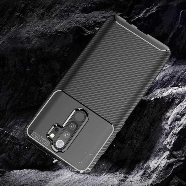 Xiaomi Redmi Note 8 Pro Kılıf Antişok Karbon Silikon Kapak + Cam - 4
