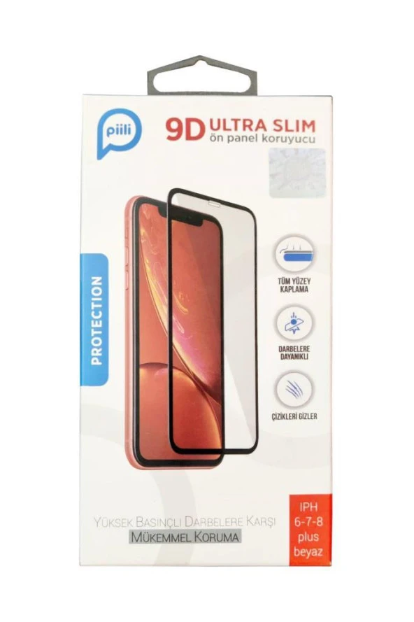 Piili 9D Ultra Slim iphone 7/8 Plus Ekran Koruyucu
