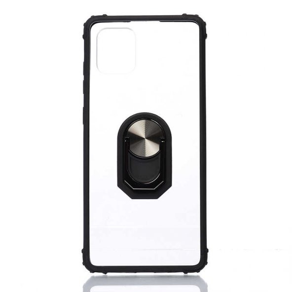 Samsung Galaxy A81 (Note 10 Lite) Kılıf Yüzüklü Arkası Şeffaf Antişok Silikon Kapak - 2