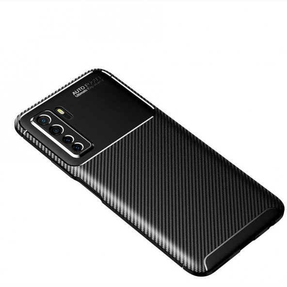 Huawei P40 Lite 5G Kılıf Antişok Karbon Desenli Negro Silikon Kapak