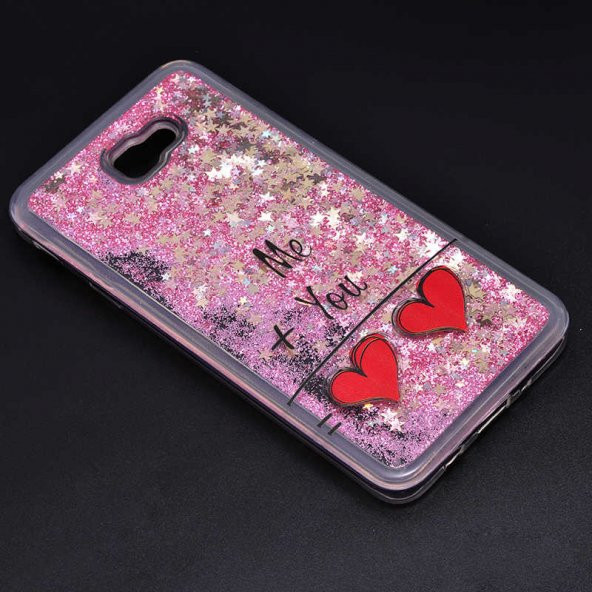 Samsung Galaxy J7 Prime Kılıf Marshmelo Simli Sıvılı Silikon - 8