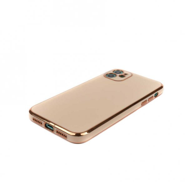 Apple iPhone 11 Kılıf Kamera Korumalı Gold Kenarlı Silikon Kapak - 3