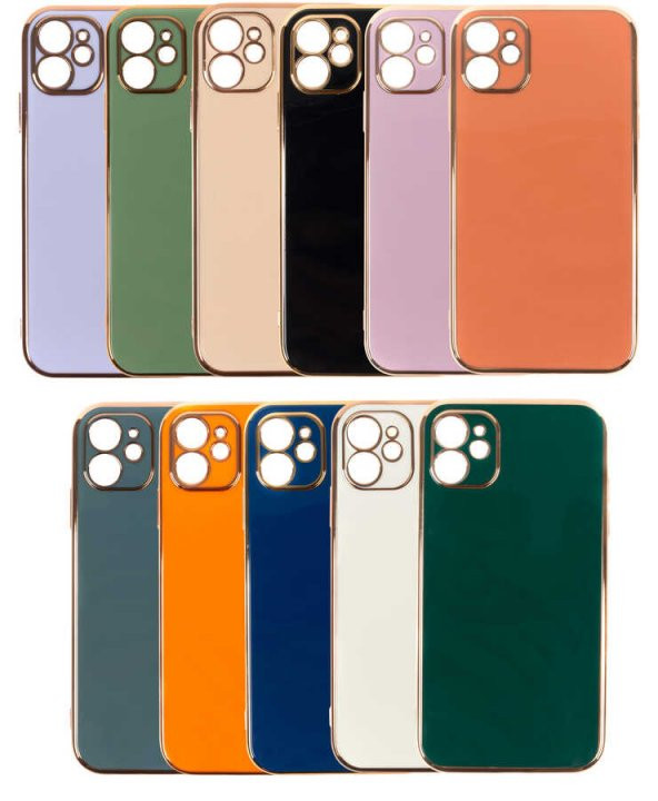 Apple iPhone 11 Kılıf Kamera Korumalı Gold Kenarlı Silikon Kapak - 4