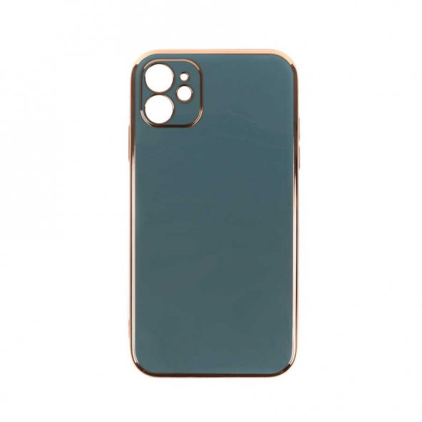 Apple iPhone 11 Kılıf Kamera Korumalı Gold Kenarlı Silikon Kapak - 6