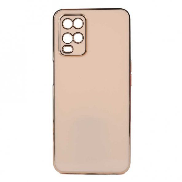 Oppo A54 4G Kılıf Kamera Korumalı Gold Kenarlı Silikon Kapak - 6