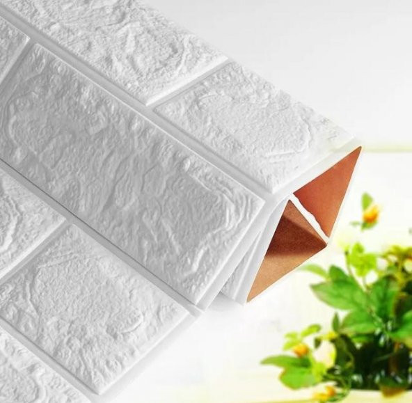 Renkli Duvarlar Kendinden Yapışkanlı Newwal Esnek Krem Sünger Tuğla Duvar Paneli - Resim 4