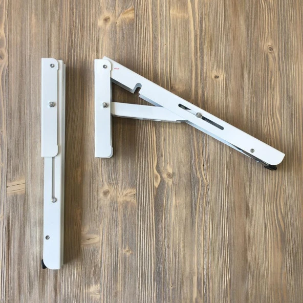 Mandallı Katlanabilir Masa Konsolu Dereceli 1 Çift Beyaz 40cm Dereceli - 3