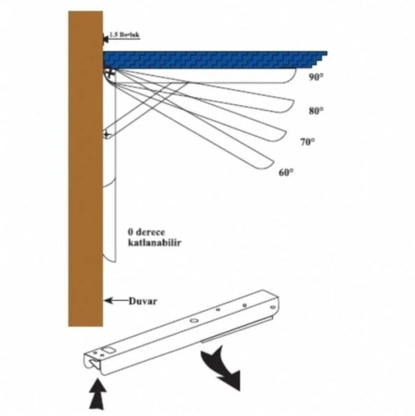 Mandallı Katlanabilir Masa Konsolu Dereceli 1 Çift Beyaz 40cm Dereceli - 7
