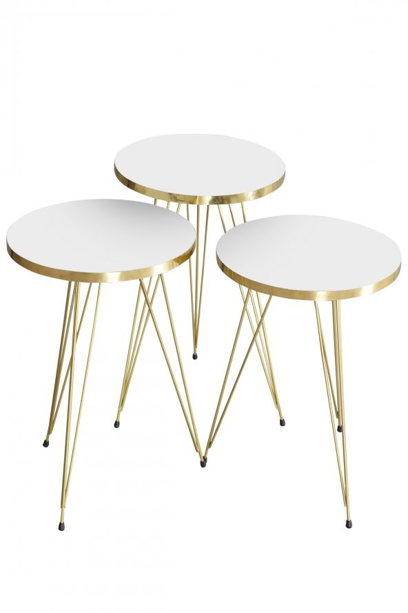 Zigon Sehpa Gold Beyaz Tel - 2