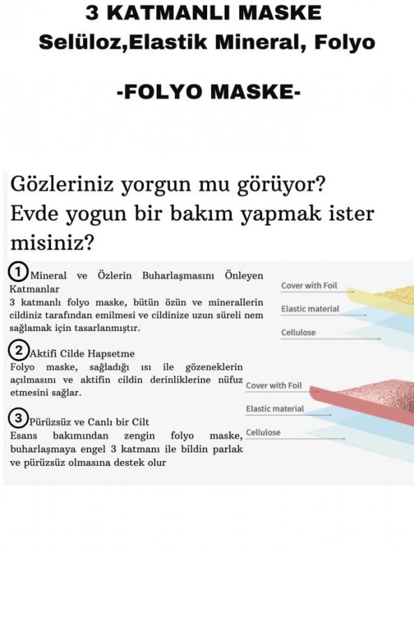 Dermal 2 ADET Tek Kullanımlık 3 Katmanlı Altın Folyo Göz Maskesi X2 Adet - 3